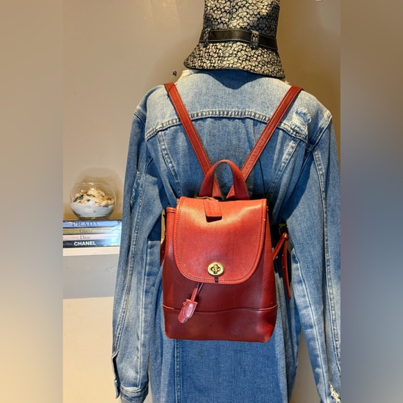Coach Handbags - Coach Vintage Daypack Red Leather Gold Hardware 1996 9960